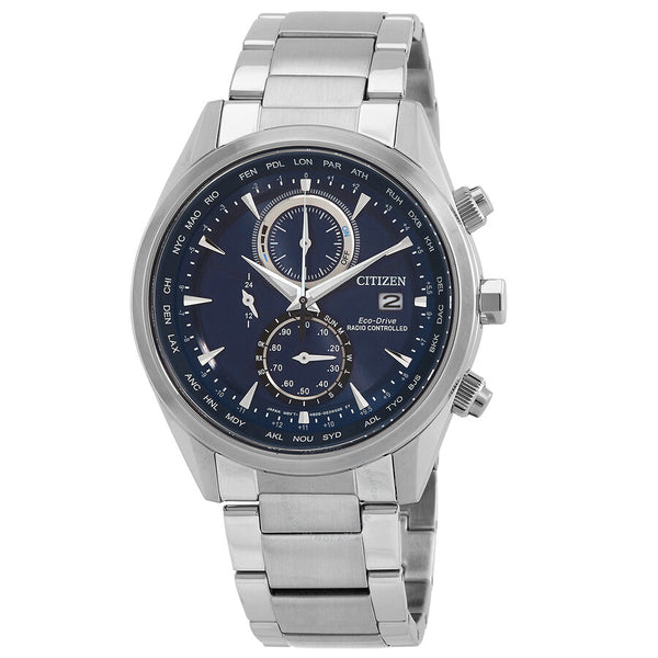 Citizen Eco-Drive Perpetual Alarm World Time Chronograph GMT Blue Dial Men's Watch AT8260-85L - The Watches Men & Co