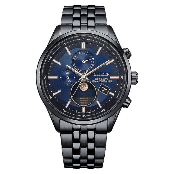Citizen Eco-Drive Radio-Controlled Moon Phase Blue Dial Men's Watch BY1035-56L - The Watches Men & Co