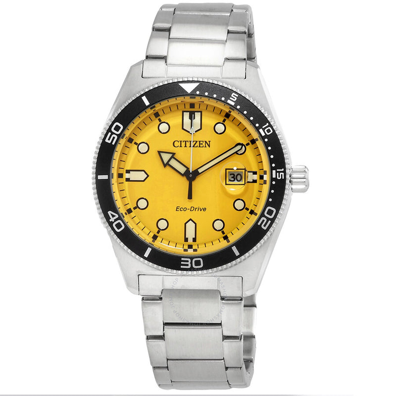 Citizen Eco-Drive Yellow Dial Men's Watch AW1760-81Z - The Watches Men & Co