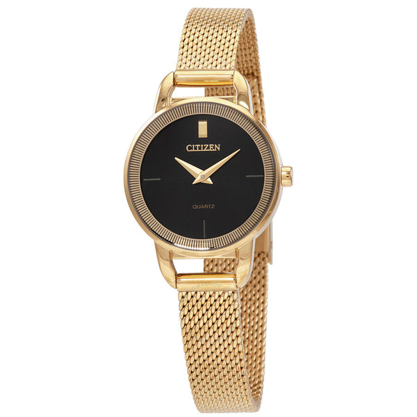 Citizen Gold-Tone Stainless Quartz Black Dial Ladies Watch EZ7002-54E - The Watches Men & Co