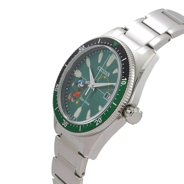 Citizen Green Dial Men's Tee Time Mickey Watch AW1595-78W - The Watches Men & Co #2