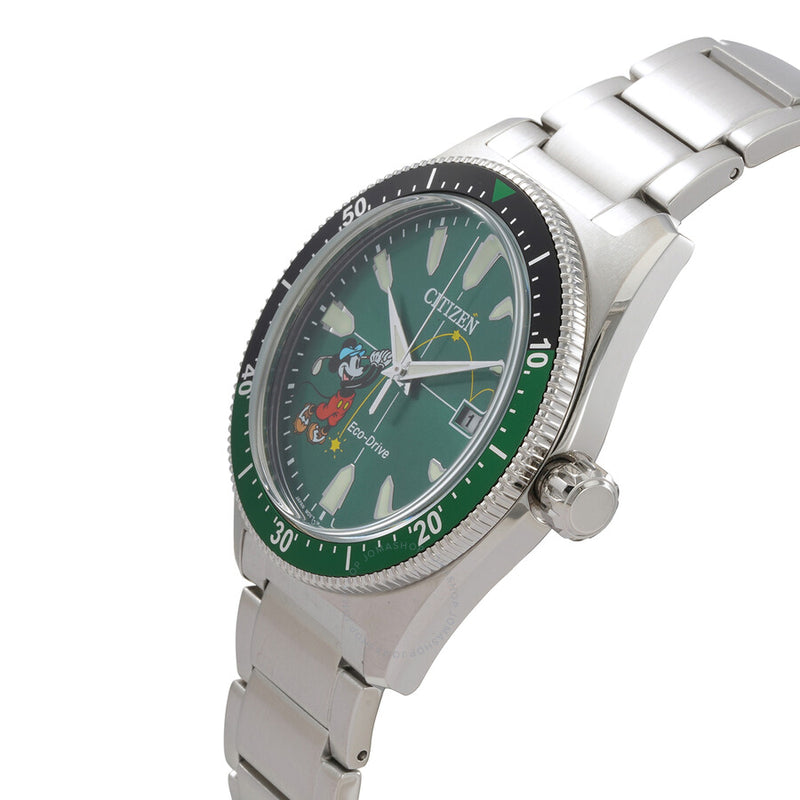 Citizen Green Dial Men's Tee Time Mickey Watch AW1595-78W - The Watches Men & Co #2