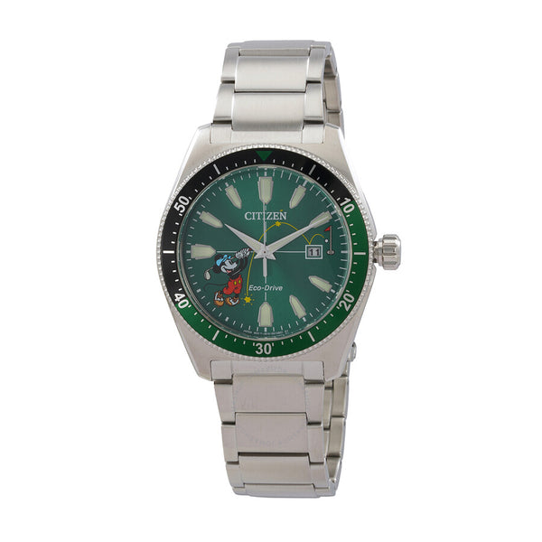 Citizen Green Dial Men's Tee Time Mickey Watch AW1595-78W - The Watches Men & Co