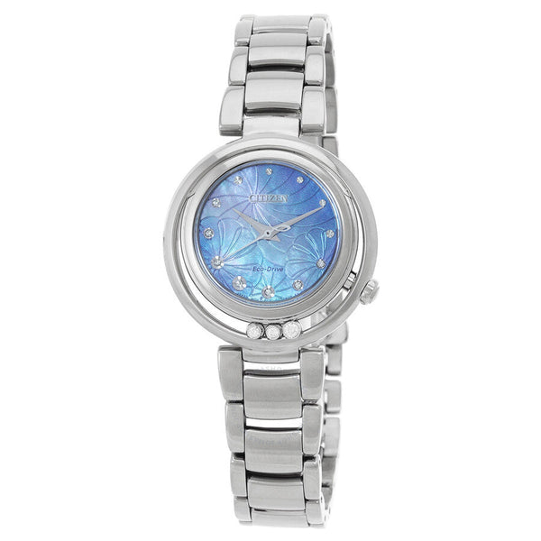 Citizen L Eco-Drive Diamond Mother of Pearl Blue Dial Ladies Watch EM1110-81N - The Watches Men & Co