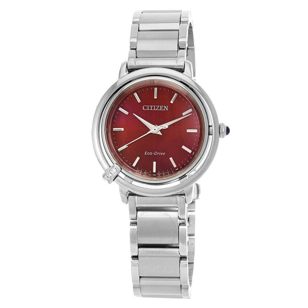 Citizen L Eco-Drive Red Mother of Pearl Dial Ladies Watch EM1090-78X - The Watches Men & Co