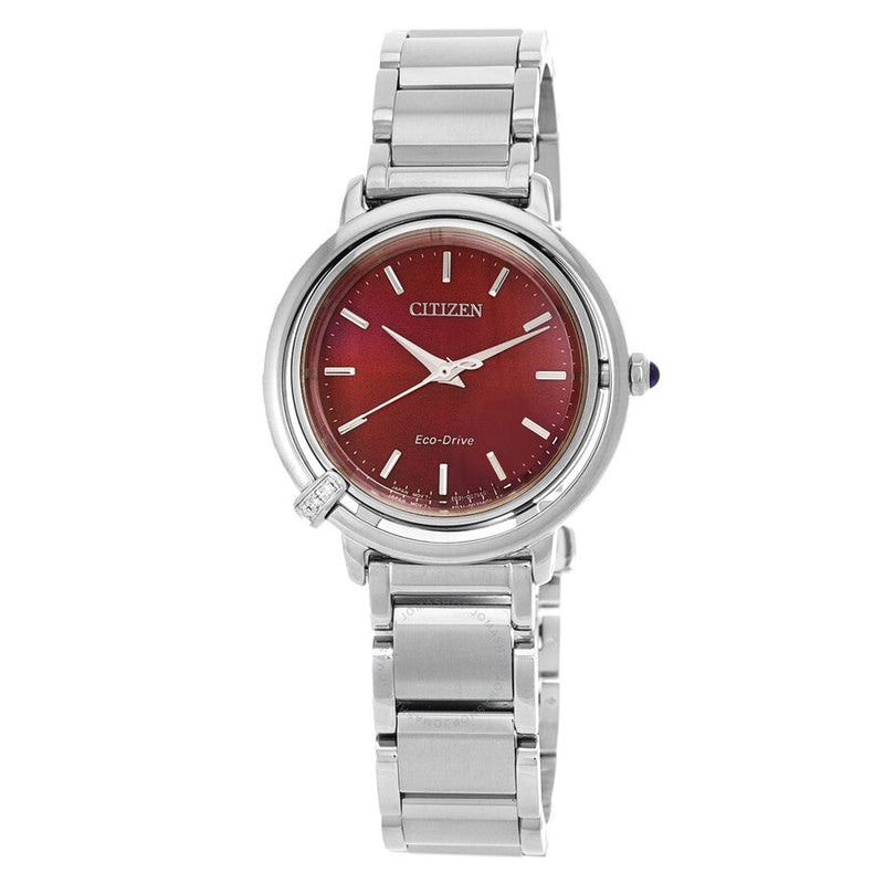 Citizen L Eco-Drive Red Mother of Pearl Dial Ladies Watch EM1090-78X - The Watches Men & Co