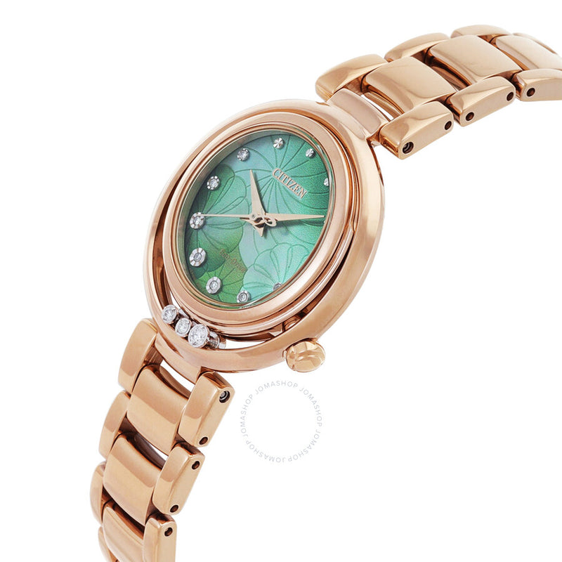 Citizen L Eco-Drive Diamond Green Mother of Pearl Dial Ladies Watch EM1113-82Y - The Watches Men & Co #2