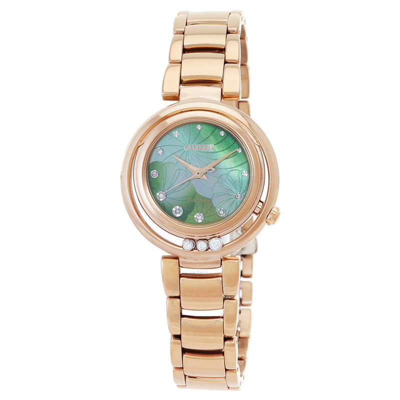 Citizen L Eco-Drive Diamond Green Mother of Pearl Dial Ladies Watch EM1113-82Y - The Watches Men & Co