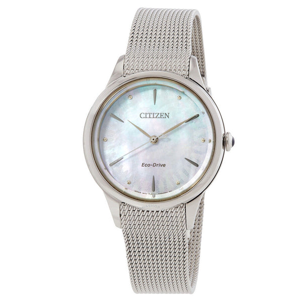 Citizen L Series Eco-Drive Mother of Pearl Dial Ladies Watch EM1150-86D - The Watches Men & Co