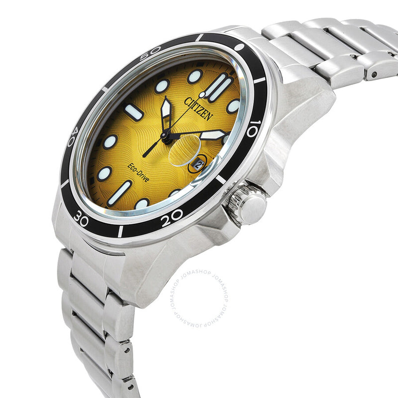 Citizen Marine 1810 Eco-Drive Yellow Dial Men's Watch AW1816-89X - The Watches Men & Co #2