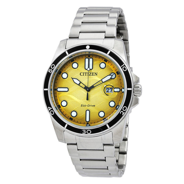 Citizen Marine 1810 Eco-Drive Yellow Dial Men's Watch AW1816-89X - The Watches Men & Co