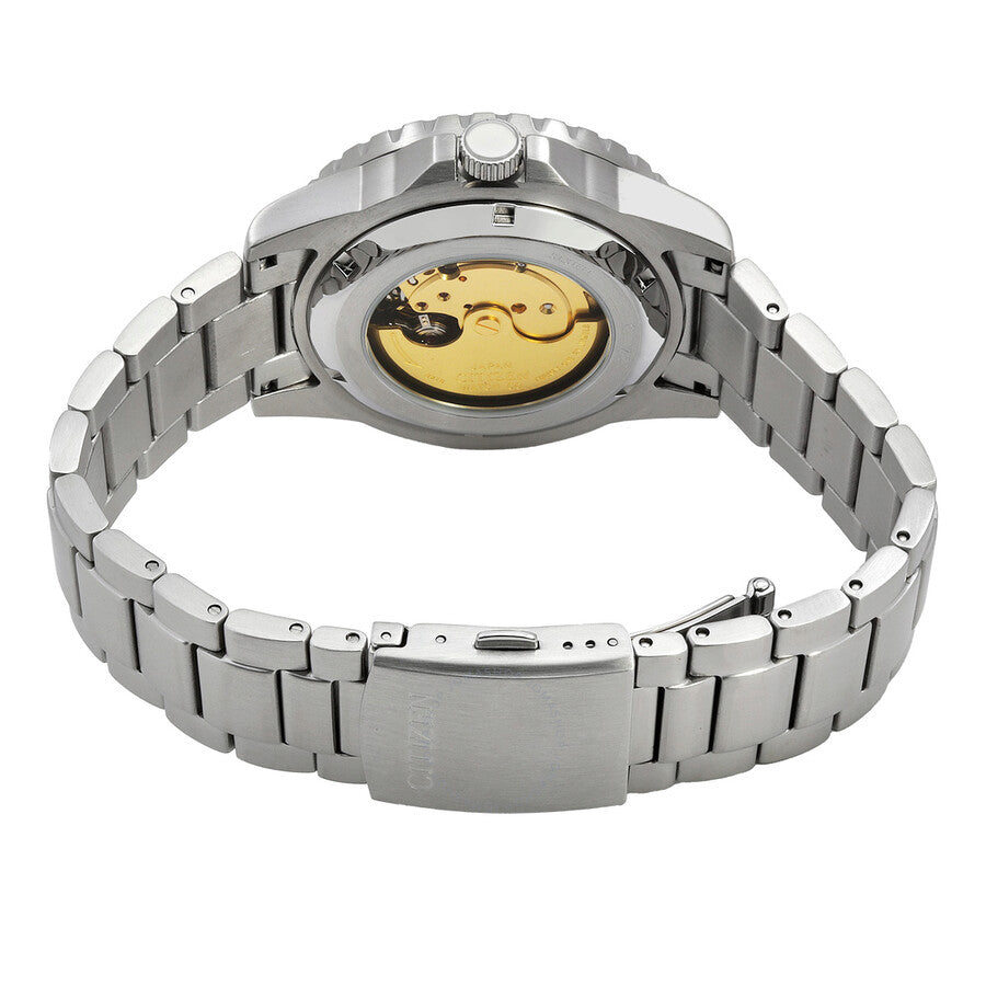 Citizen automatic watch caseback showing gold-tone automatic movement