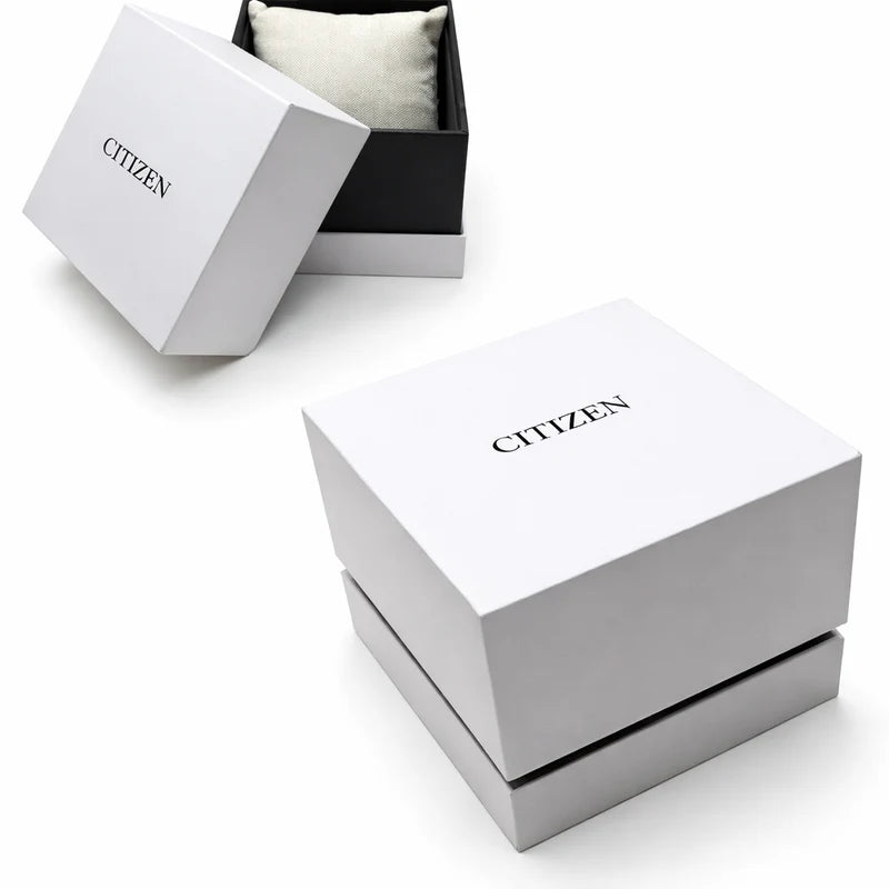 Citizen branded white presentation boxes for watch packaging