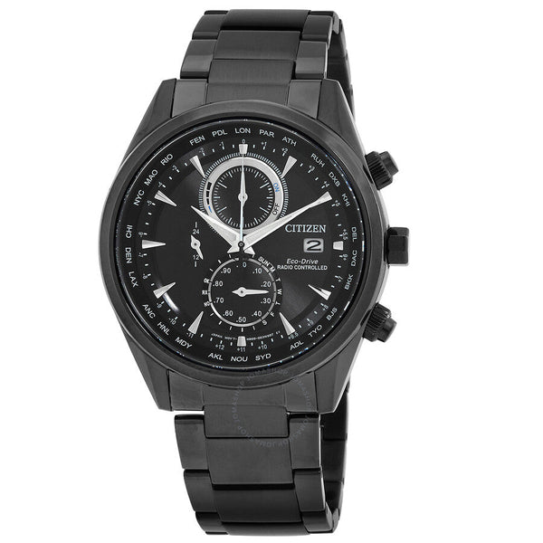 Citizen Perpetual Alarm World Time Chronograph GMT Black Dial Men's Watch AT8265-81E - The Watches Men & Co