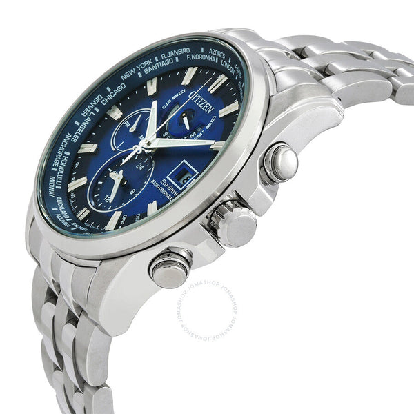 Citizen Perpetual Alarm World Time GMT Eco-Drive Blue Dial Men's Watch AT9120-89L - The Watches Men & Co #2