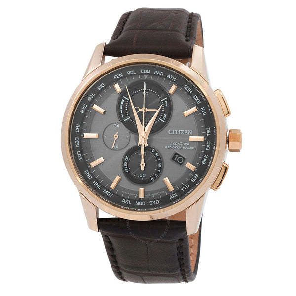 Citizen Perpetual World Time Chronograph Grey Dial Men's Watch AT8113-12H - The Watches Men & Co