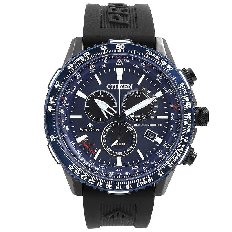 Citizen Promaster Air A-T Perpetual Alarm World Time Chronograph GMT Blue Dial Men's Watch CB5006-02L - The Watches Men & Co