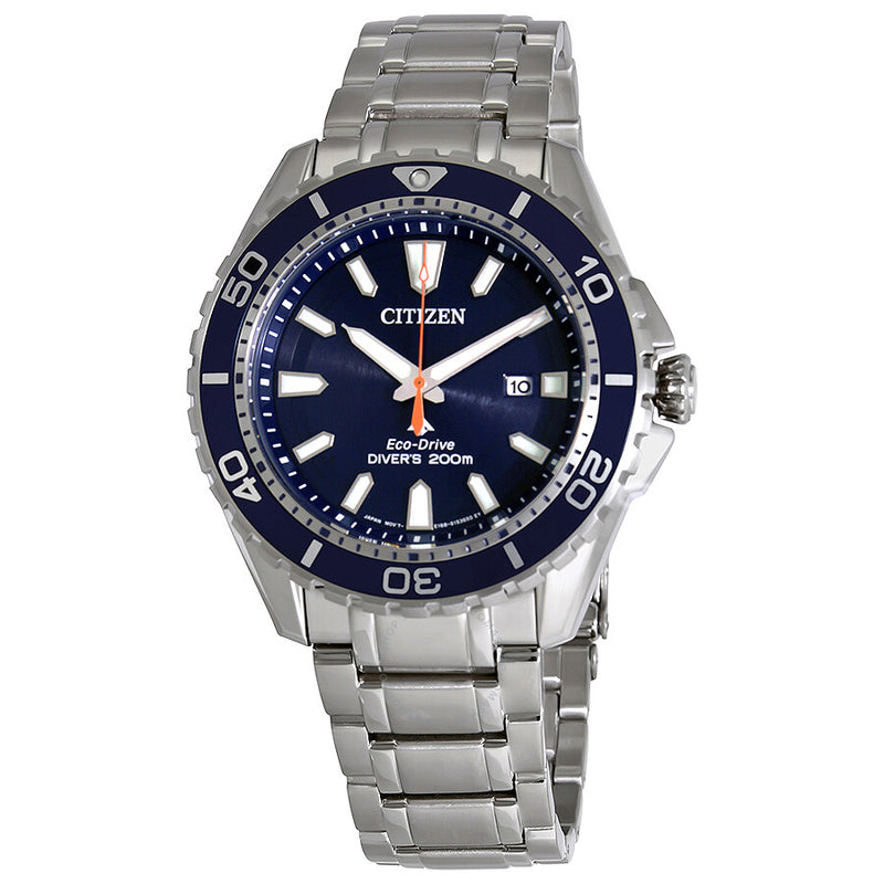 Citizen Promaster Diver 200 Meters Eco-Drive Blue Dial Steel Men's Watch BN0191-55L - The Watches Men & Co