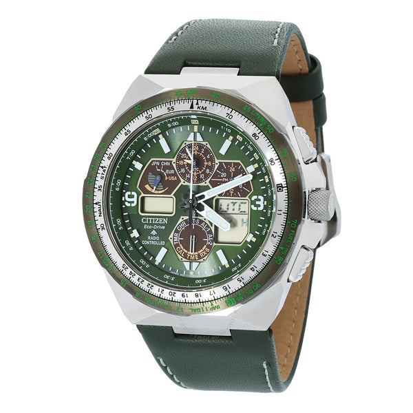 Citizen Promaster Skyhawk A-T Chronograph Green Dial Men's Watch JY8147-01X - The Watches Men & Co