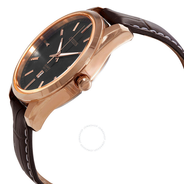 Citizen Quartz Black Dial Brown Leather Ladies Watch BI1033-04E - The Watches Men & Co #2