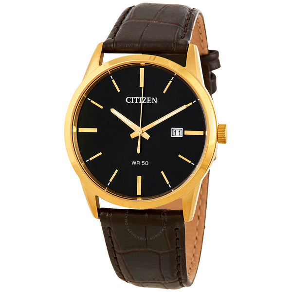 Citizen Quartz Black Dial Dark Brown Leather Men's Watch BI5002-06E - The Watches Men & Co