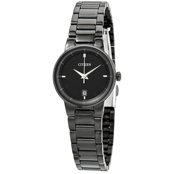 Citizen Quartz Black Dial Black Ion-plated Ladies Watch EU6017-54E - The Watches Men & Co