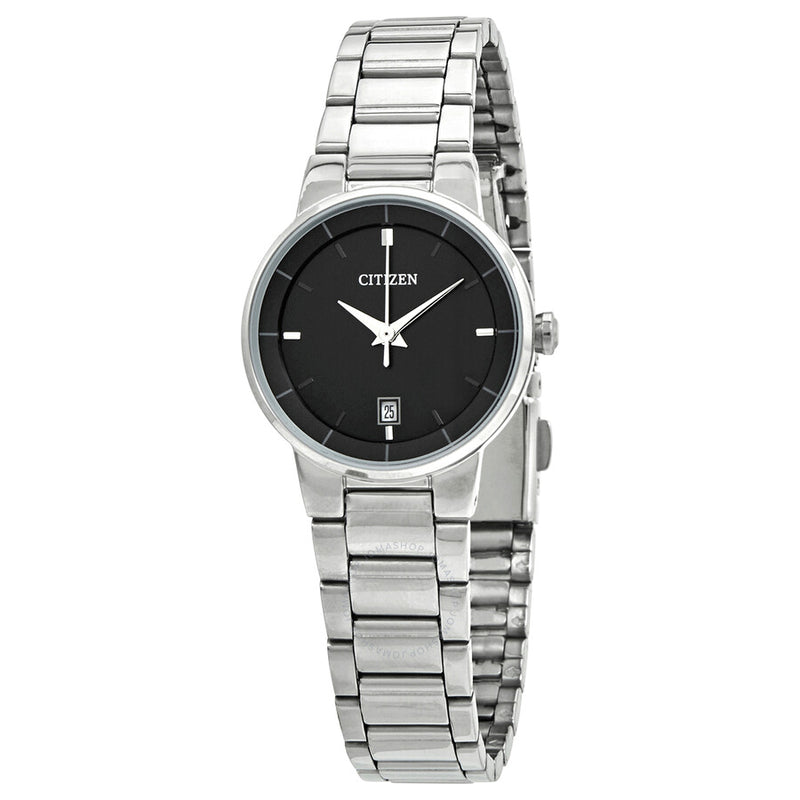 Citizen Quartz Black Dial Stainless Steel Ladies Watch EU6010-53E - The Watches Men & Co