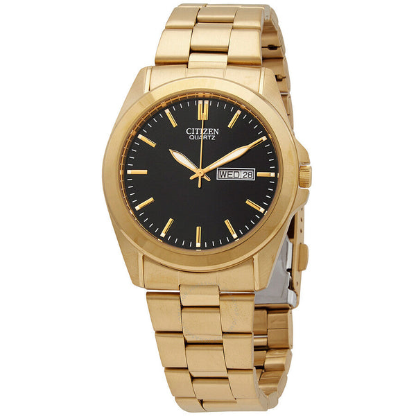 Citizen Quartz Black Dial Yellow Gold-tone Men's Watch BF0582-51F - The Watches Men & Co