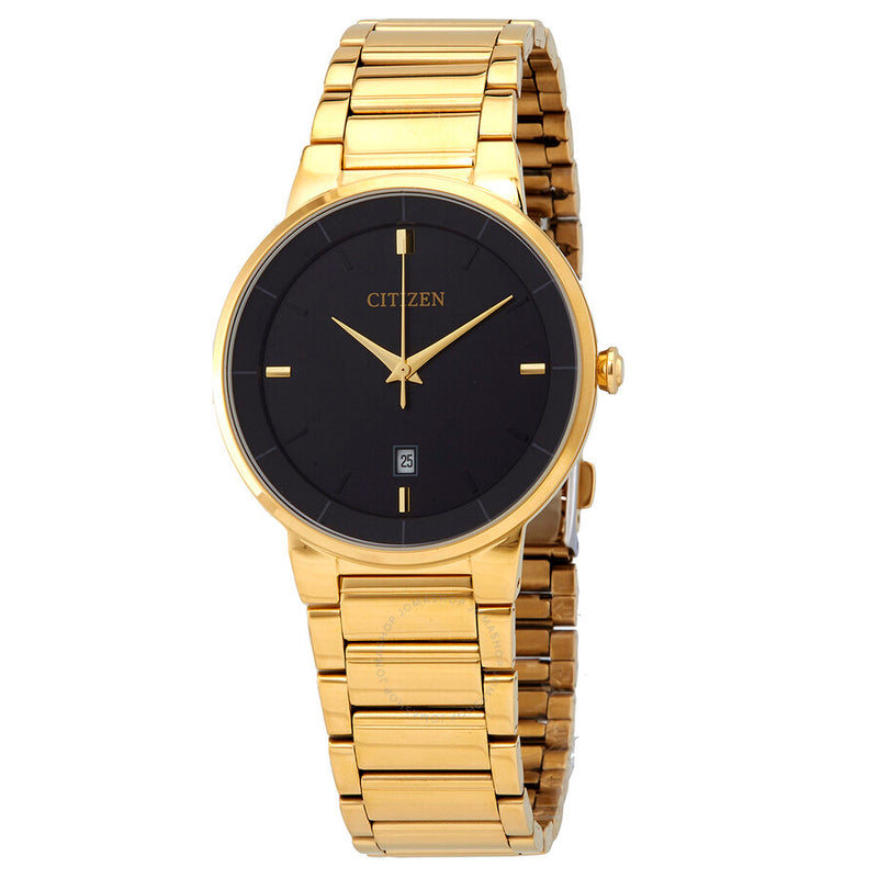 Citizen Quartz Black Dial Yellow Gold-tone Men's Watch BI5012-53E - The Watches Men & Co