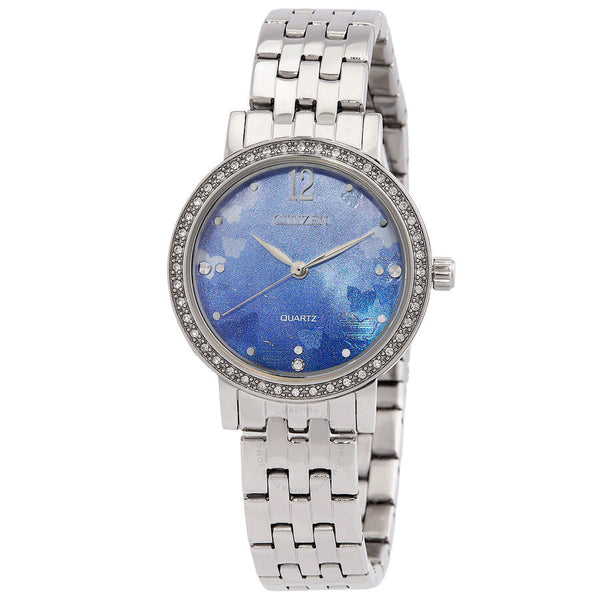 Citizen Quartz Crystal Blue Mother of Pearl Dial Ladies Watch EL3100-55N - The Watches Men & Co