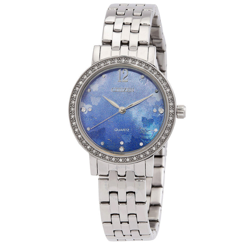 Citizen Quartz Crystal Blue Mother of Pearl Dial Ladies Watch EL3100-55N - The Watches Men & Co