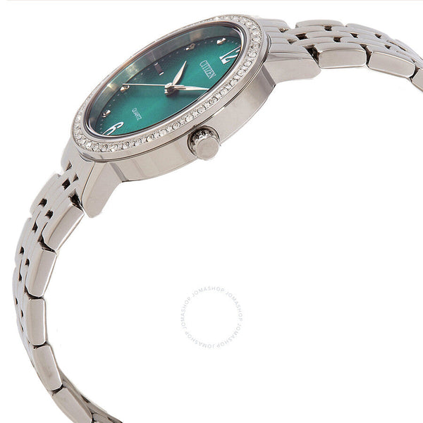 Citizen Quartz Crystal Green Dial Ladies Watch EL3100-55Z - The Watches Men & Co #2