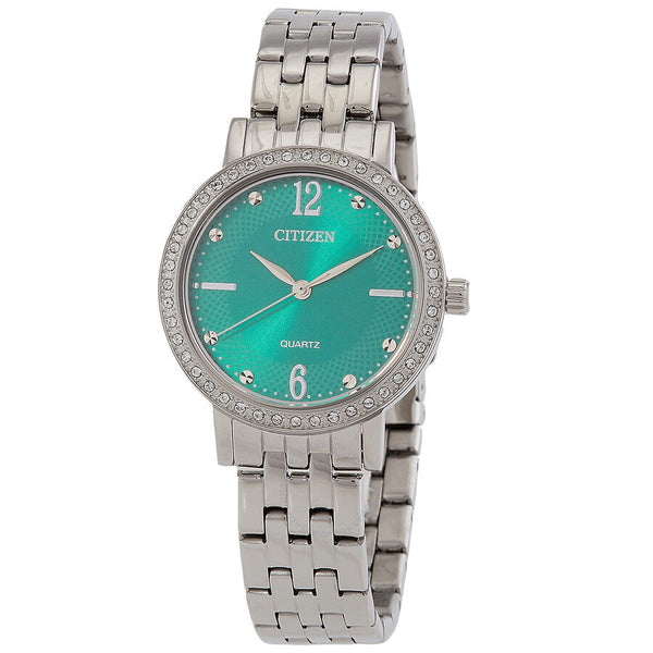 Citizen Quartz Crystal Green Dial Ladies Watch EL3100-55Z - The Watches Men & Co