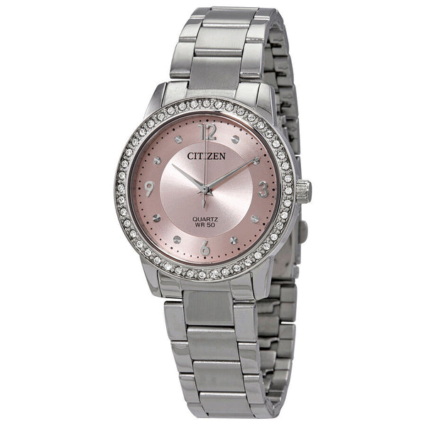 Citizen Quartz Crystal Pink Dial Ladies Watch EL3090-81X - The Watches Men & Co