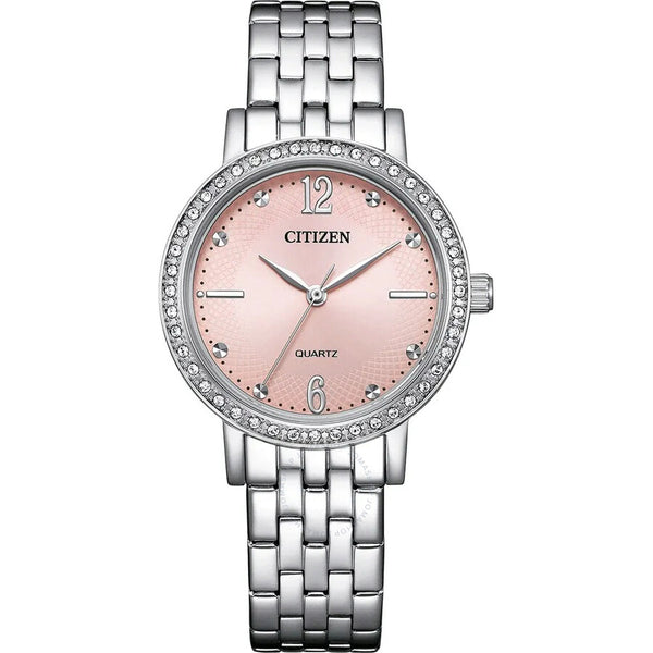 Citizen Quartz Crystal Pink Dial Ladies Watch EL3100-55W - The Watches Men & Co