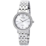 Citizen Quartz Crystal Silver Dial Ladies Watch EL3100-55A - The Watches Men & Co