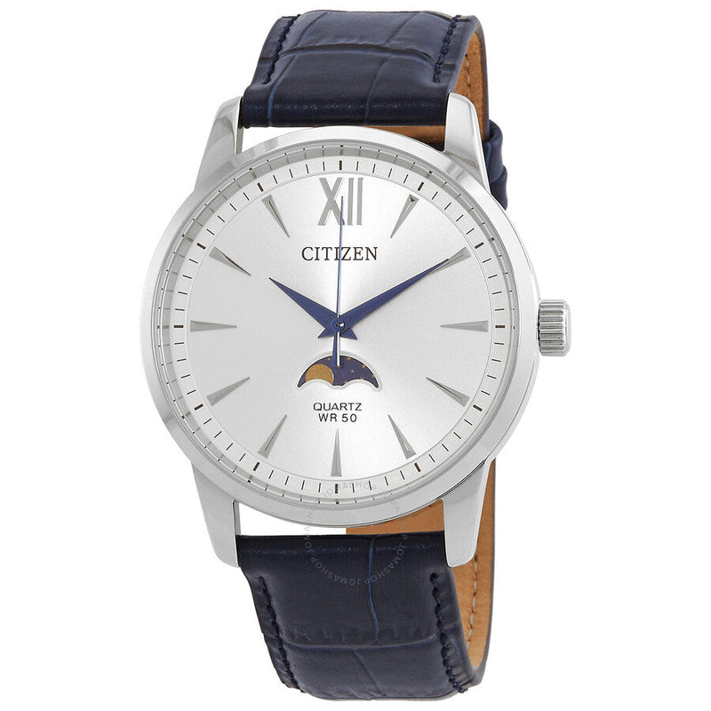 Citizen Quartz Silver Dial Blue Leather Men's Watch AK5000-03A - The Watches Men & Co