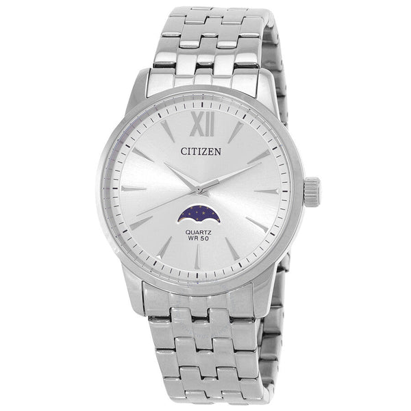 Citizen Quartz Silver Dial Men's Moonphase Watch AK5000-54A - The Watches Men & Co