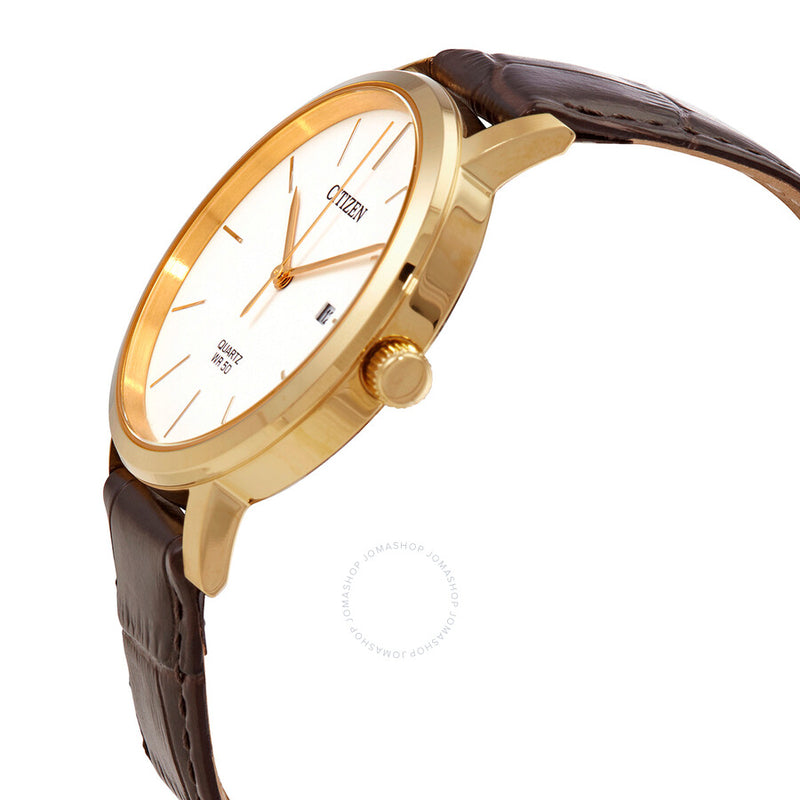 Citizen Quartz White Dial Brown Leather Men's Watch BI5072-01A - The Watches Men & Co #2