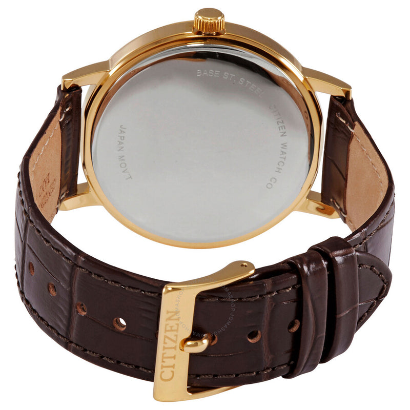 Citizen Quartz White Dial Brown Leather Men's Watch BI5072-01A - The Watches Men & Co #3