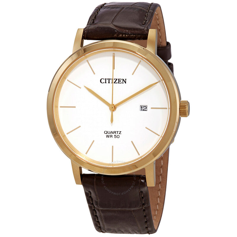 Citizen Quartz White Dial Brown Leather Men's Watch BI5072-01A - The Watches Men & Co