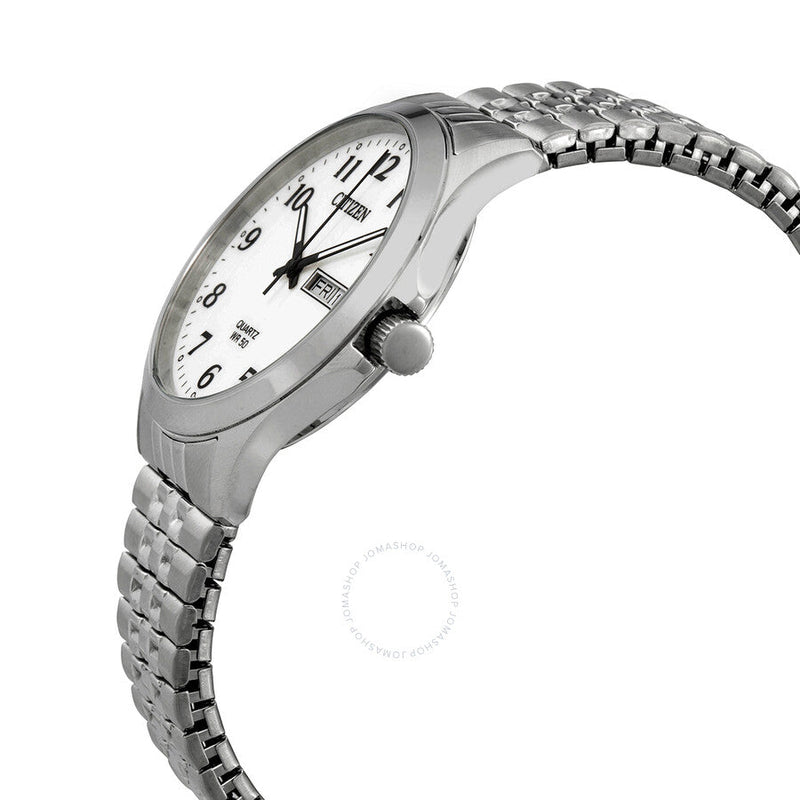 Citizen Quartz White Dial Stainless Steel Men's Watch BF5000-94A - The Watches Men & Co #2