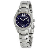 Citizen Silhouette Crystal Eco-Drive Blue Dial Stainless Steel Ladies Watch FE1140-86L - The Watches Men & Co