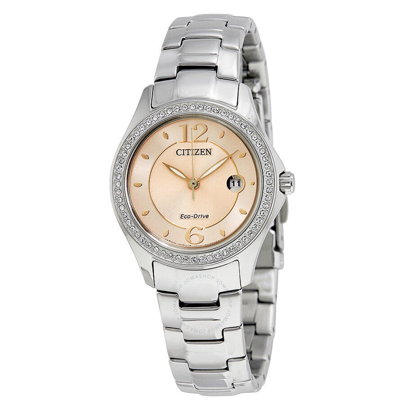 Citizen Silhouette Crystal Eco-Drive Pink Dial Diamond Ladies Watch FE1140-86X - The Watches Men & Co