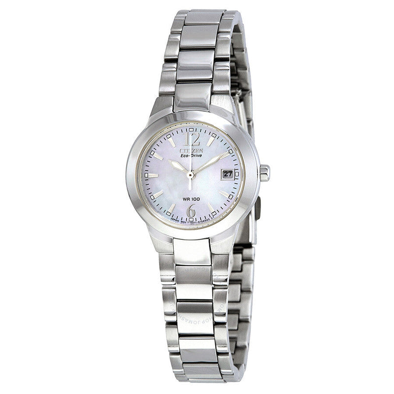Citizen Silhouette Eco-Drive Mother of Pearl Dial Ladies Watch EW1670-59D - The Watches Men & Co