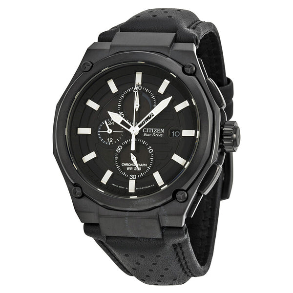 Citizen Sport Eco-drive Chronograph Black Dial Black IP Steel Men's Watch CA0315-01E - The Watches Men & Co