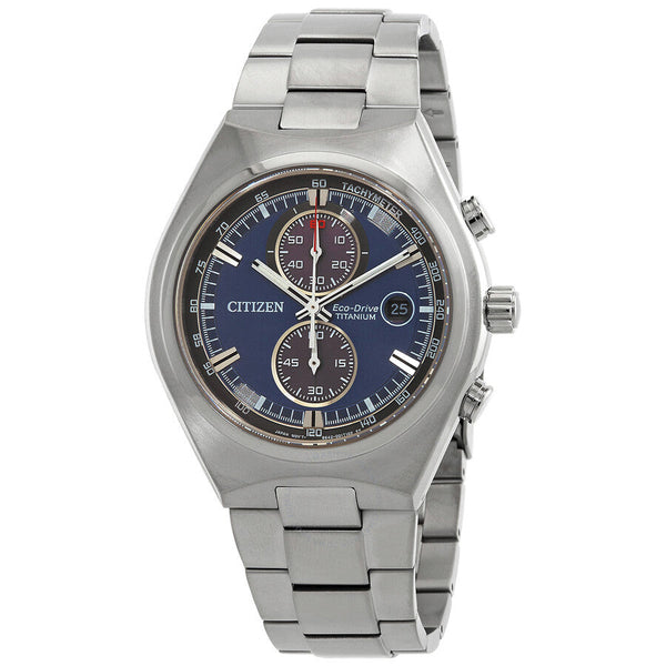 Citizen Super Titanium Chronograph Blue Dial Men's Watch CA7090-87L - The Watches Men & Co