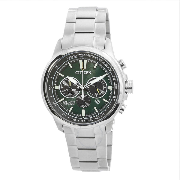 Citizen Super Titanium Chronograph Eco-Drive Green Dial Men's Watch CA4570-88X - The Watches Men & Co