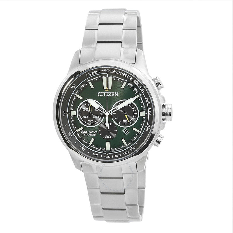 Citizen Super Titanium Chronograph Eco-Drive Green Dial Men's Watch CA4570-88X - The Watches Men & Co