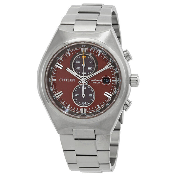 Citizen Super Titanium Chronograph Eco-Drive Red Dial Men's Watch CA7090-87X - The Watches Men & Co